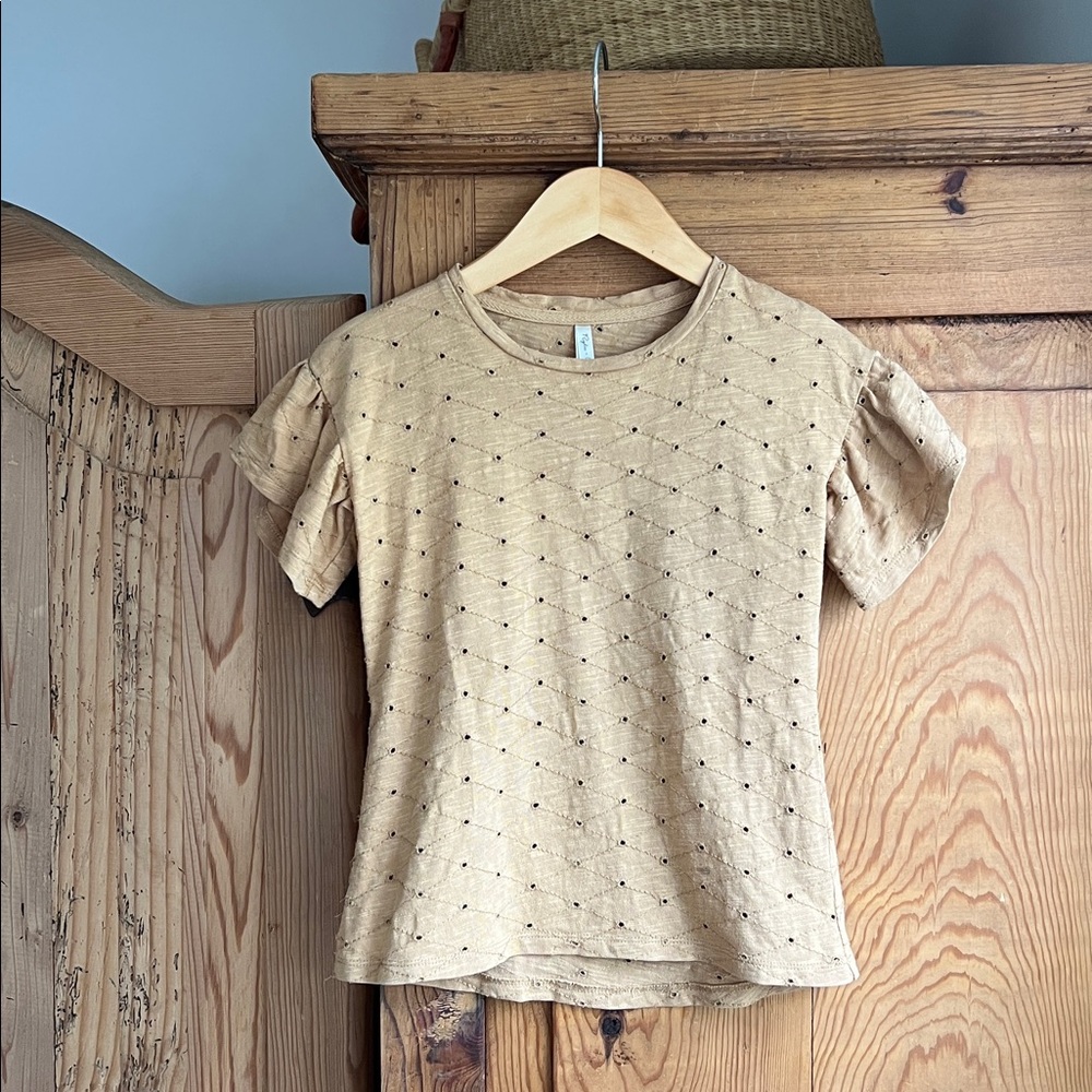 Rylee + Cru | Muted Marigold Eyelet Flutter Sleeve Top